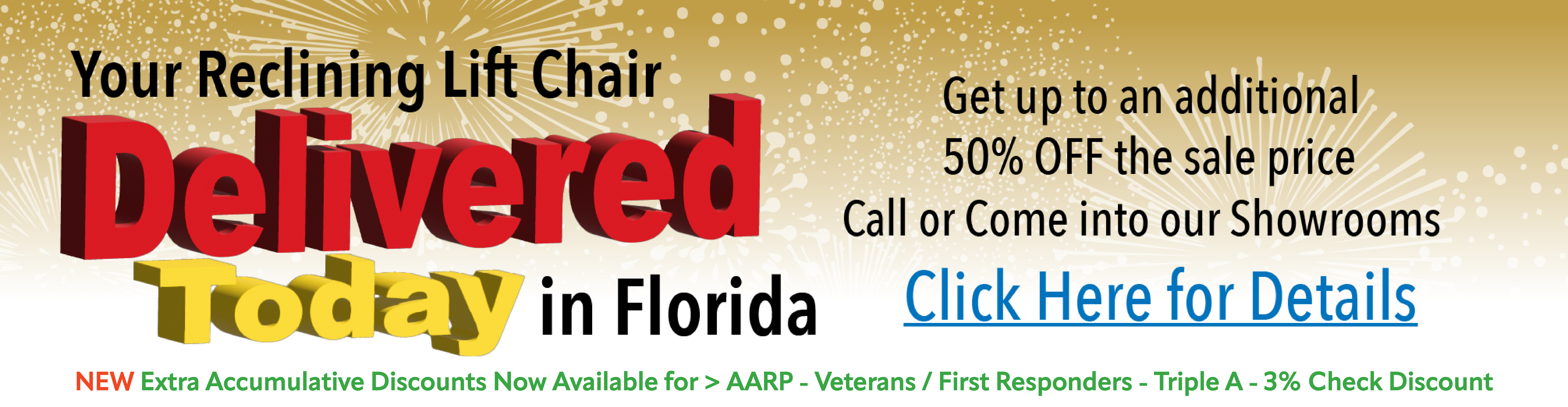 We carry a full selection of Pride & Golden Tech Reclining Lift Chairs in our Largo showroom ready for same day delivery.